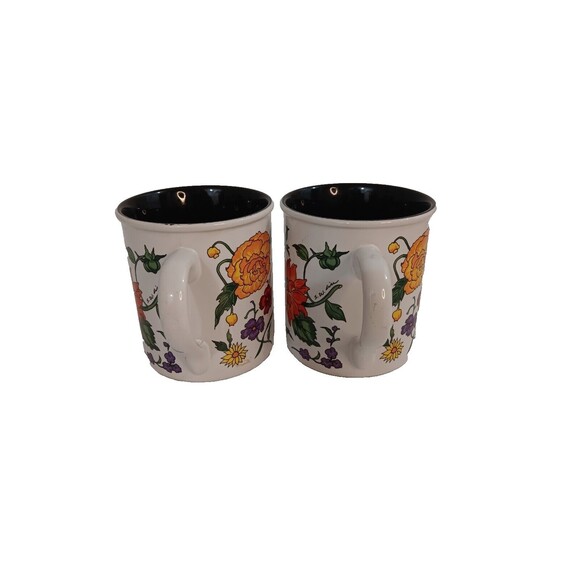 Creative Concepts Enchanted Garden Floral Mugs 1992 Signed - Picture 2 of 6